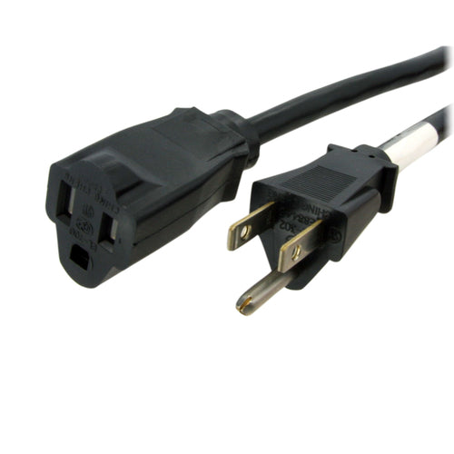 StarTech.com 10ft (3m) Heavy Duty Extension Cord, NEMA 5-15R to NEMA 5-15P Black Extension Cord, 15A 125V, 14AWG, Heavy Gauge Power Extension Cable, NEMA 5-15R to NEMA 5-15P AC Power Cord - UL Listed